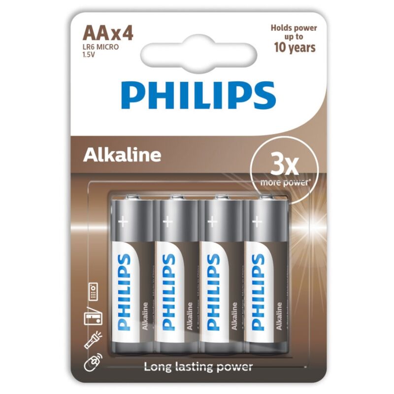 PHILIPS - piles alcalines AA LR6 pack 4