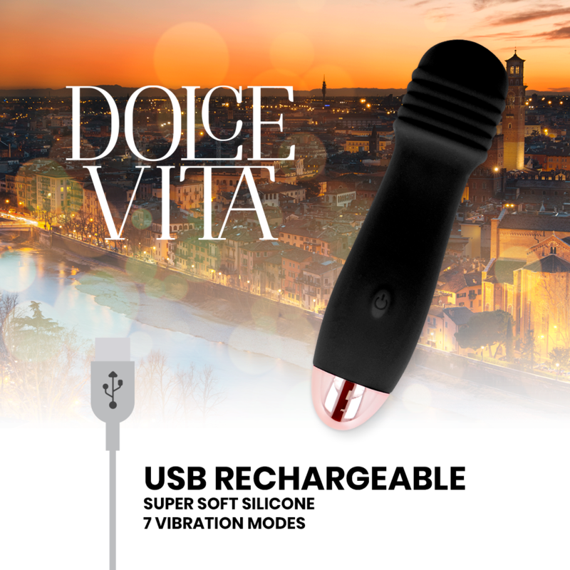 DOLCE VITA - vibromasseur rechargeable trois noir 7 vitesses