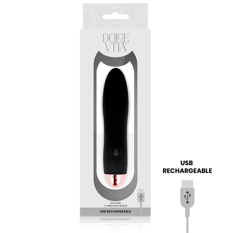 DOLCE VITA - vibromasseur rechargeable quatre noir 7 vitesses