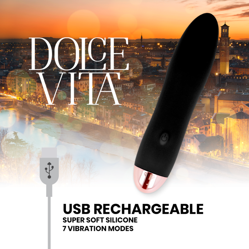 DOLCE VITA - vibromasseur rechargeable quatre noir 7 vitesses