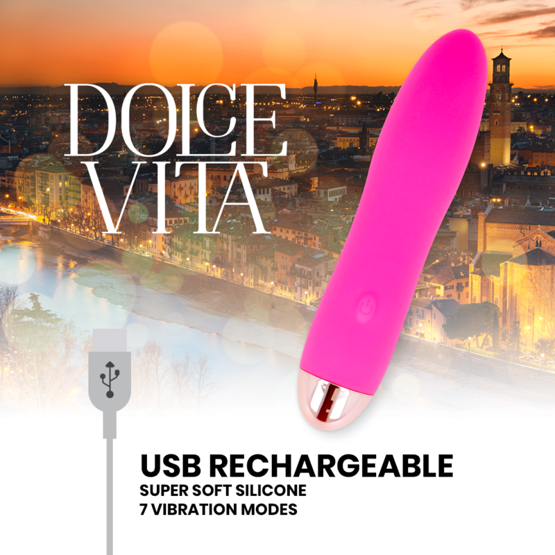 DOLCE VITA - vibromasseur rechargeable quatre rose 7 vitesses