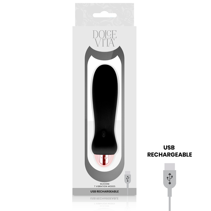 DOLCE VITA - vibromasseur rechargeable cinq noir 7 vitesses