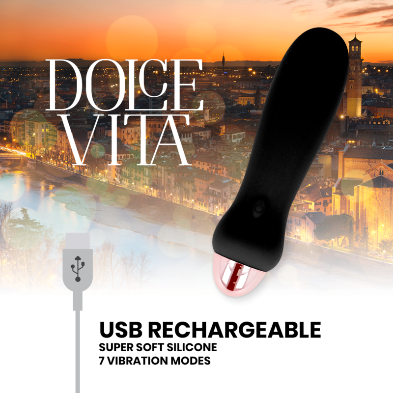 DOLCE VITA - vibromasseur rechargeable cinq noir 7 vitesses