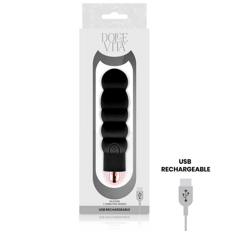 DOLCE VITA - vibromasseur rechargeable six noir 7 vitesses