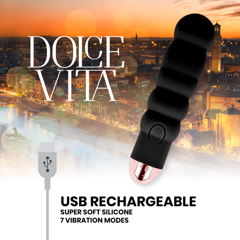 DOLCE VITA - vibromasseur rechargeable six noir 7 vitesses