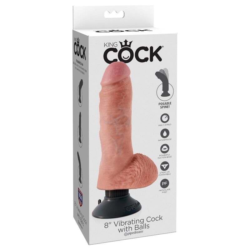 KINGROCK - gode vibrant avec testicules 20.3 cm réaliste