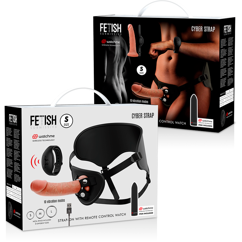 FETISH SUBMISSIVE CYBERSTRAP - harnais gode-ceinture mini vibromasseur télécommandé compatible WATCHME taille S