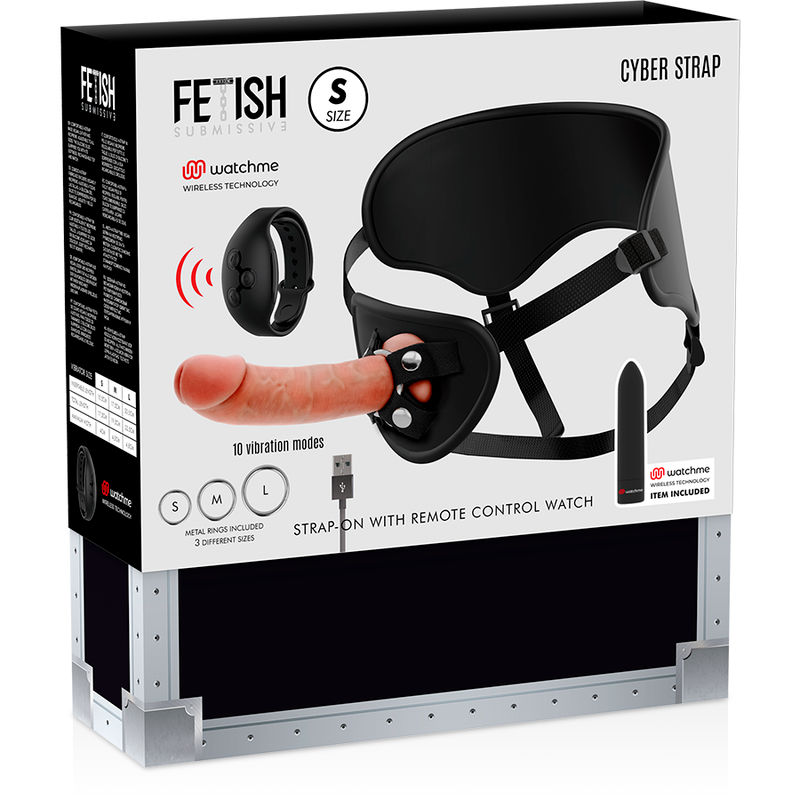 FETISH SUBMISSIVE CYBERSTRAP - harnais gode-ceinture mini vibromasseur télécommandé compatible WATCHME taille S