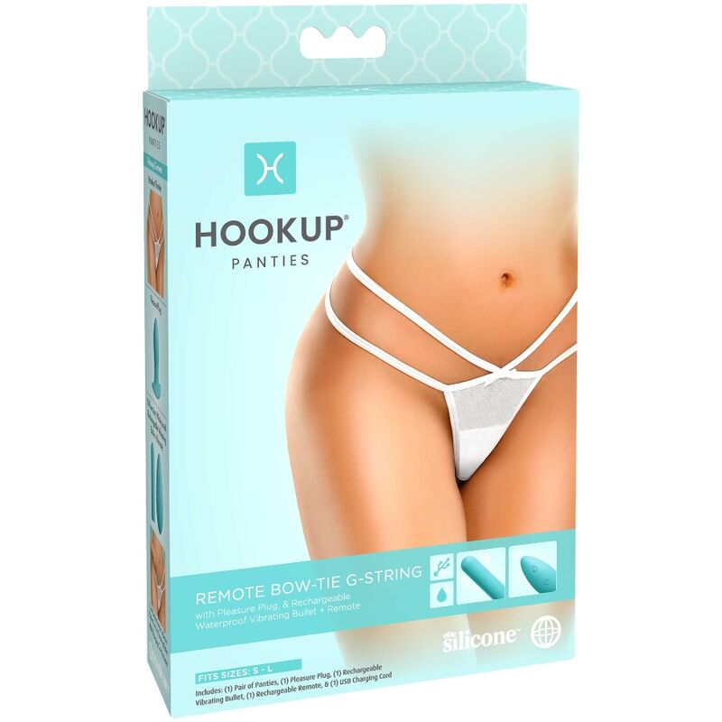 HOOK UP PANTIES - culotte avec vibromasseur intégré télécommandé BOW-TIE string TAILLE S/L