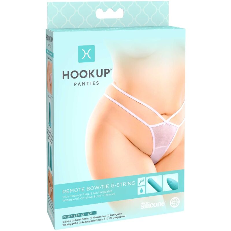 HOOK UP PANTIES - culotte avec vibromasseur intégré télécommandé BOW-TIE string taille XL/XXL