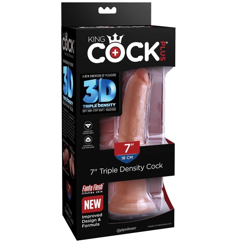 KING COCK - PLUS 3D gode triple densité 18 cm