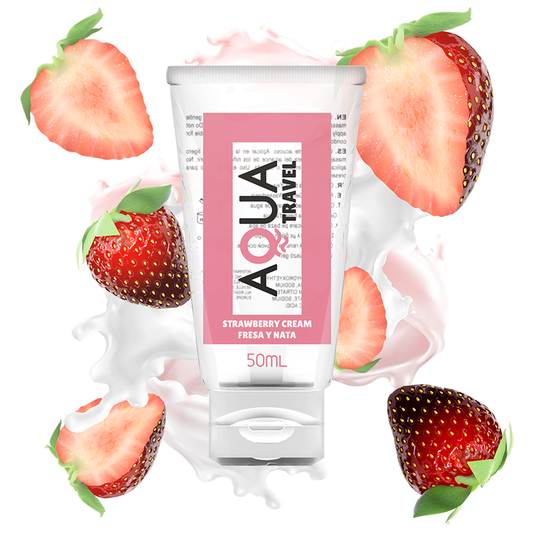 AQUA TRAVEL - LUBRIFIANT À BASE D'EAU SAVEUR CRÈME DE FRAISE - 50 ML