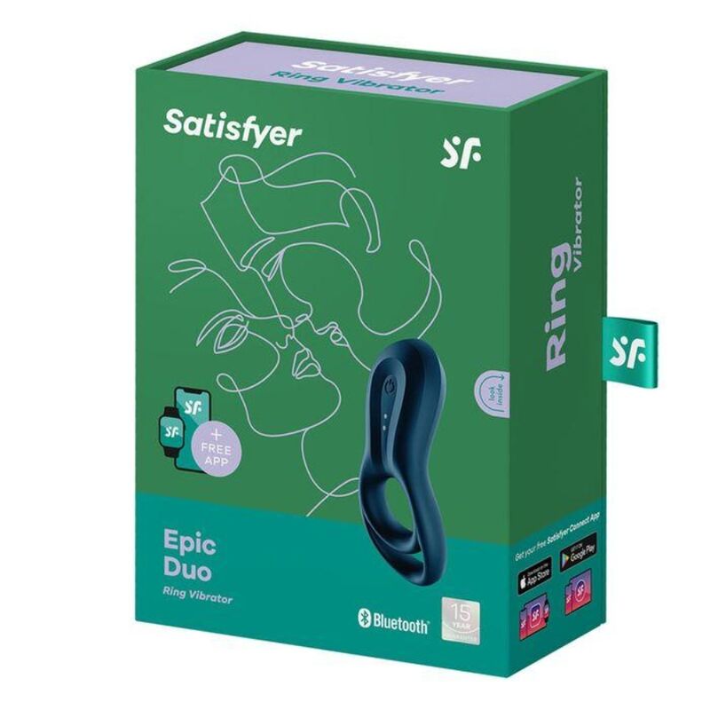 SATISFYER - anneau pénien vibrant EPIC DUO avec appli bleu