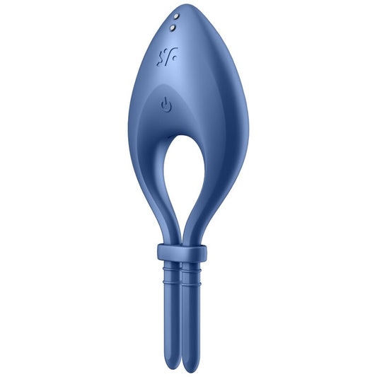 SATISFYER - anneau pénien vibrant BULLSEYE avec appli bleu