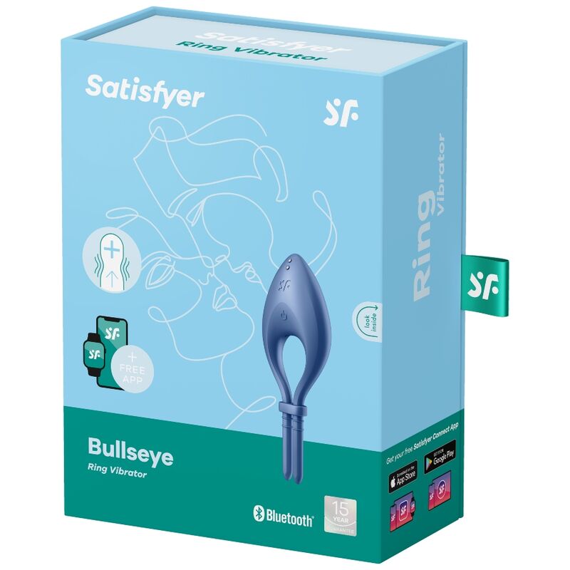 SATISFYER - anneau pénien vibrant BULLSEYE avec appli bleu