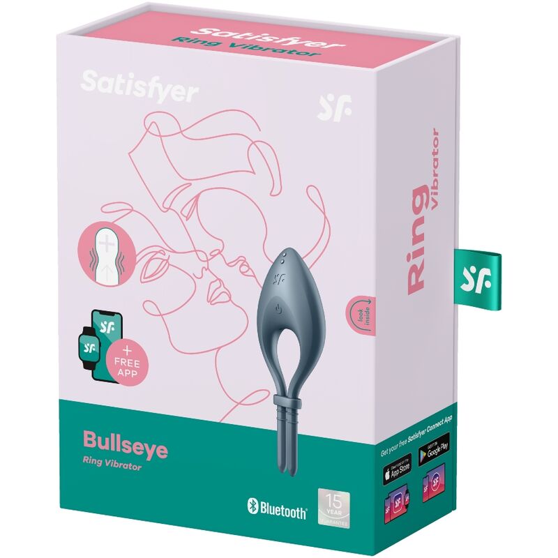 SATISFYER - anneau pénien vibrant BULLSEYE avec appli gris