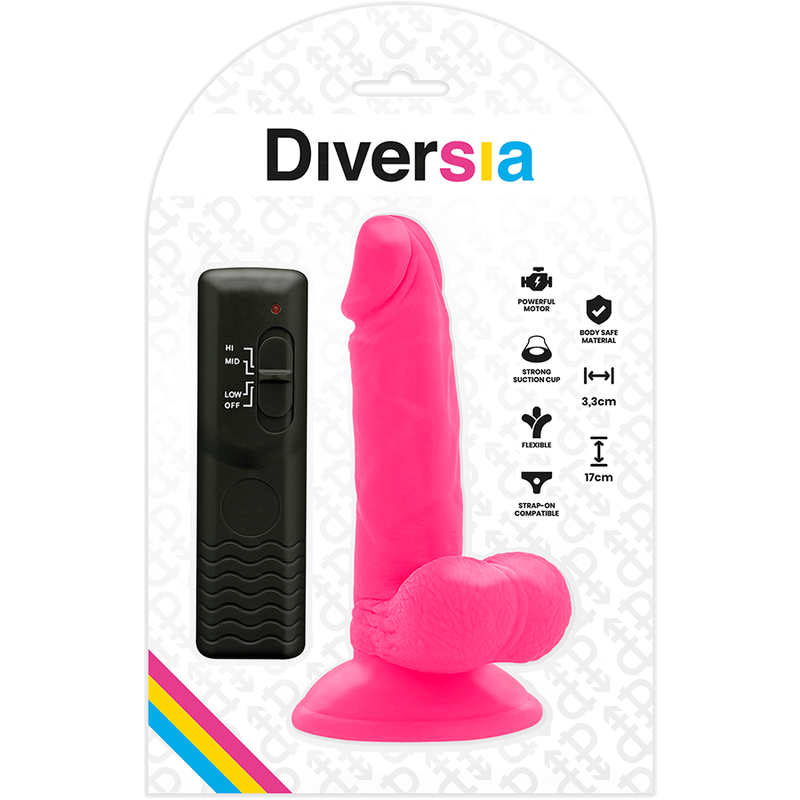 DIVERSIA - gode vibrant flexible rose 17 cm -o- 3.3 cm