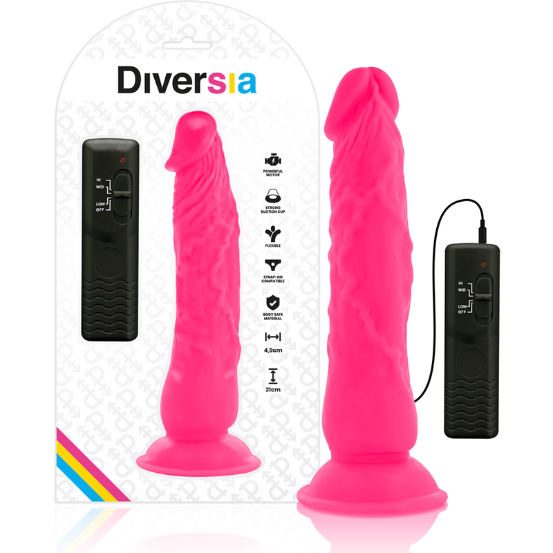 DIVERSIA - gode vibrant flexible rose 21 cm -o- 4.9 cm