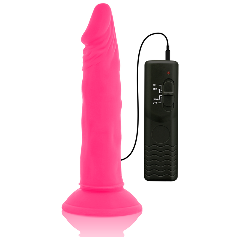 DIVERSIA - gode souple avec vibration rose 23 cm -o- 4.3 cm