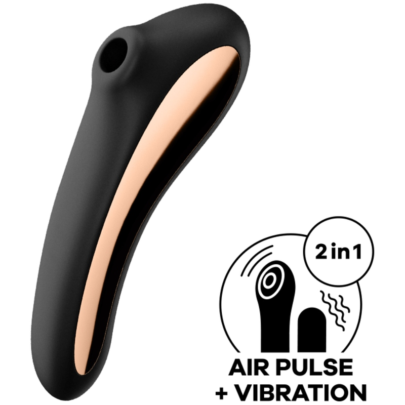 SATISFYER - vibromasseur double KISS par air pulsé noir