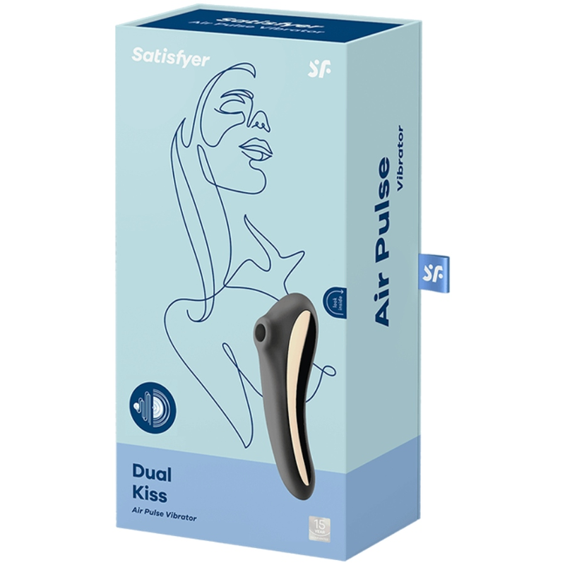 SATISFYER - vibromasseur double KISS par air pulsé noir