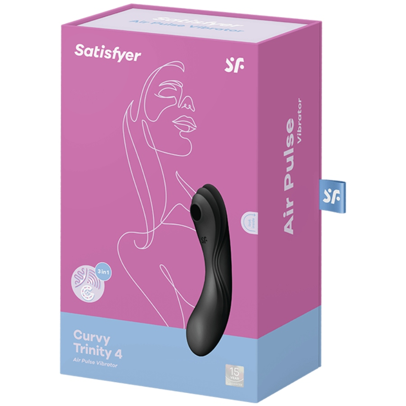 SATISFYER - TRINITY4 vibromasseur incurvé avec air pulsé noir