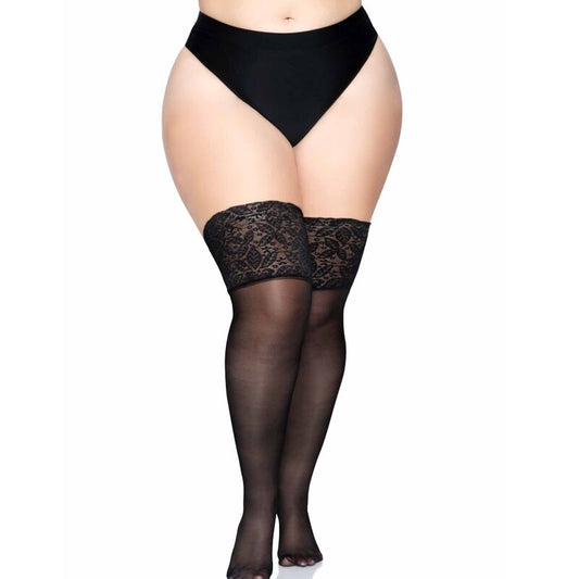 LEGAVENUE - bas noir en dentelle large TU