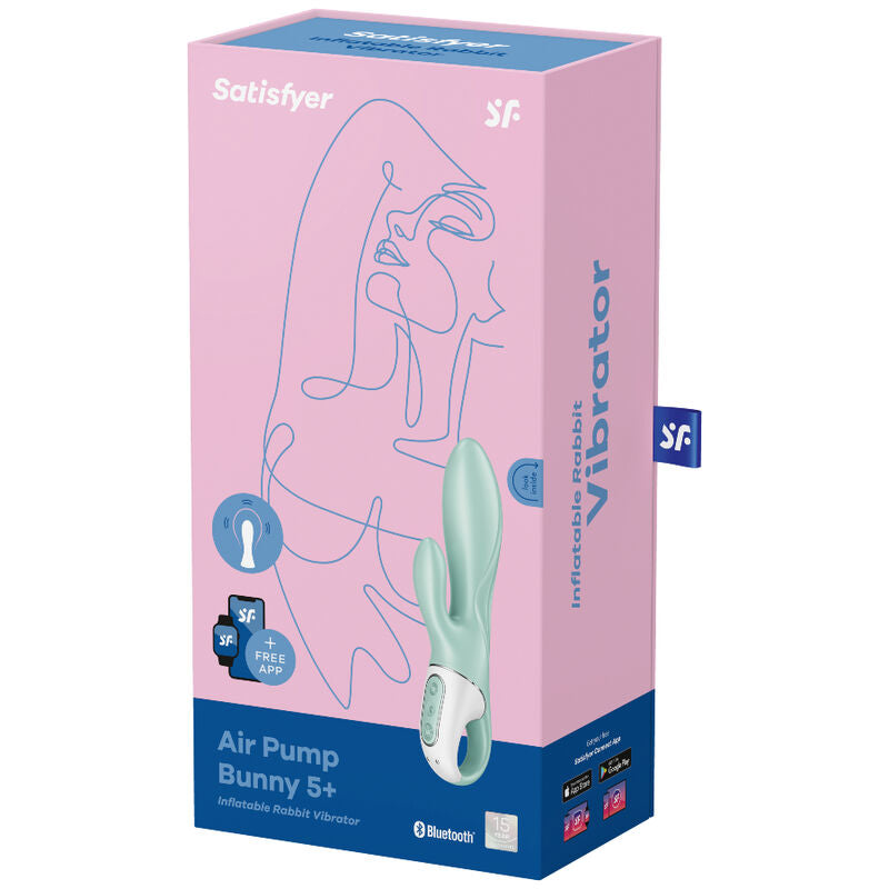 SATISFYER - AIR PUMP BUNNY 5+ vibromasseur gonflable avec appli vert