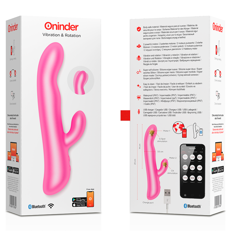 ONINDER – OSLO vibromasseur avec vibration et rotation rose avec appli