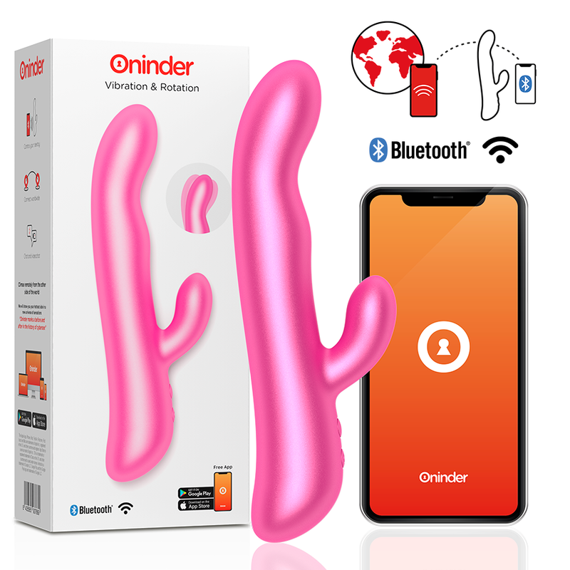 ONINDER – OSLO vibromasseur avec vibration et rotation rose avec appli