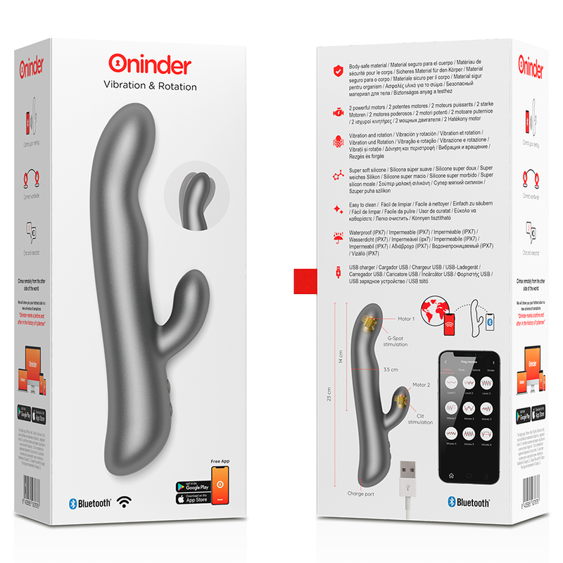 ONINDER – OSLO vibromasseur avec vibration et rotation rose avec appli