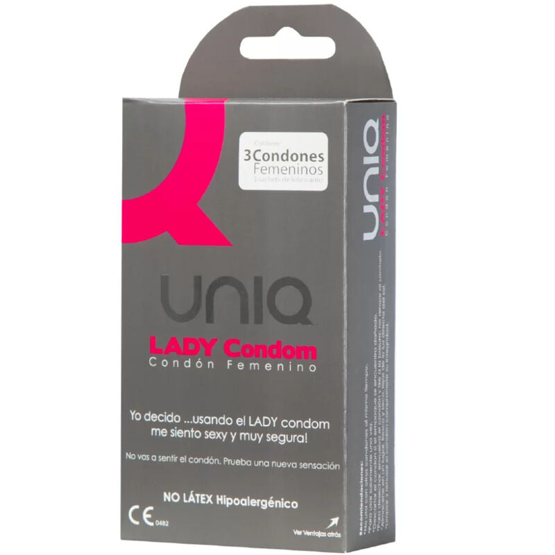 UNIQ – LADYPRÉSERVATIFS PRÉSERVATIFS FÉMININS SANS LATEX AVEC PORTE-JARRETELLES 3 UNITÉS