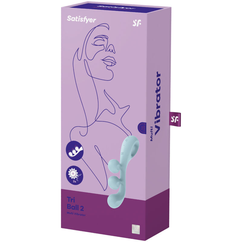 SATISFYER - vibromasseur multi TRI BALL 2 bleu