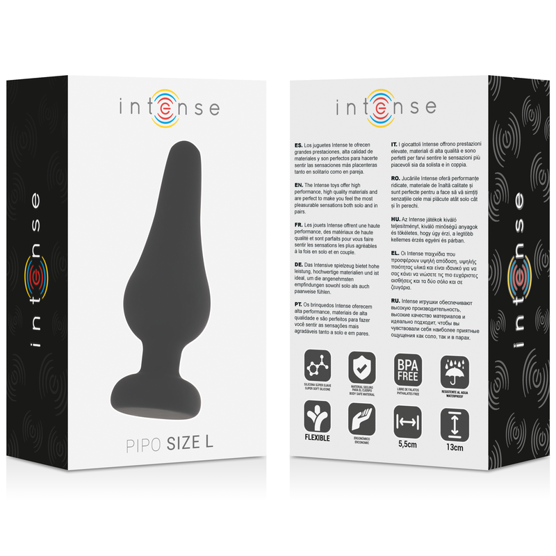 INTENSE - plug anal PIPO taille L silicone noir 13 cm