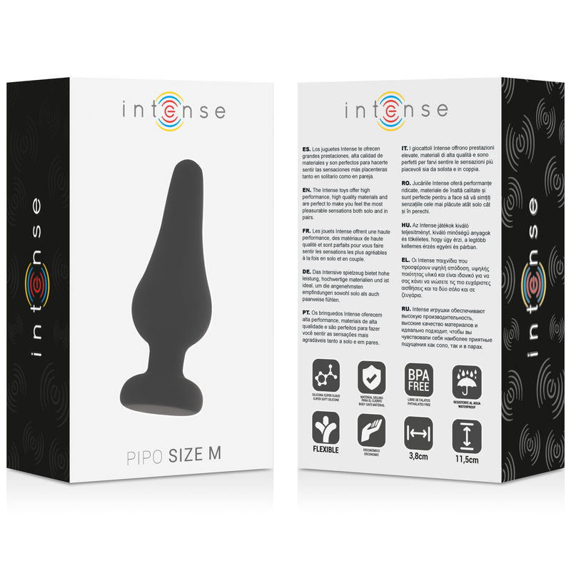 INTENSE - plug anal PIPO taille M silicone noir 11 cm