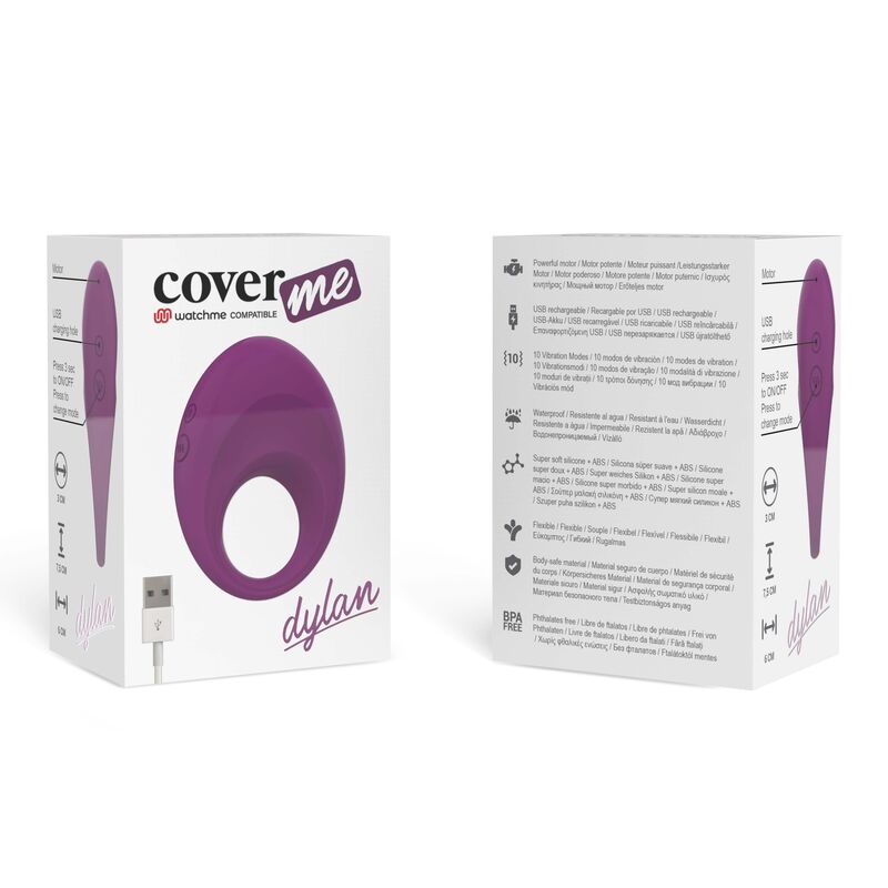 COVERME – anneau pénien vibrant rechargeable DYLAN compatible WATCHME