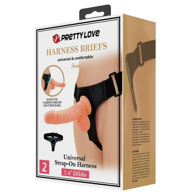 PRETTY LOVE - slip harnais universel avec gode TOM 20 cm naturel