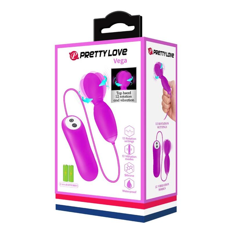 PRETTY LOVE – vibromasseur rotation et vibration VEGA 12 fonctions fuchsia