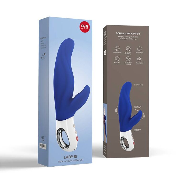 FUN FACTORY - LADY BI double vibromasseur bleu foncé