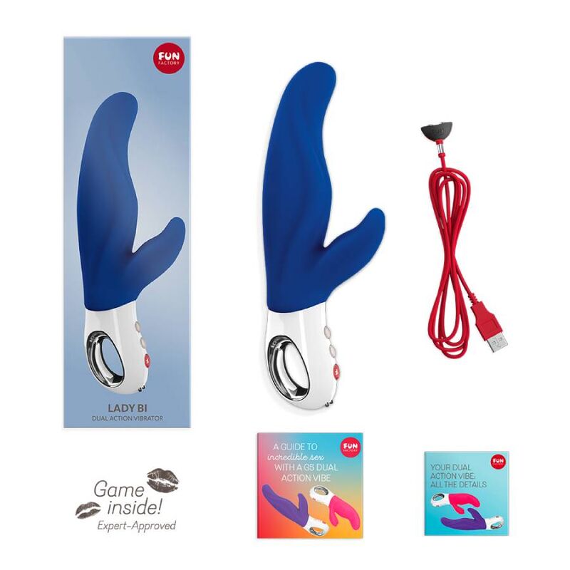 FUN FACTORY - LADY BI double vibromasseur bleu foncé