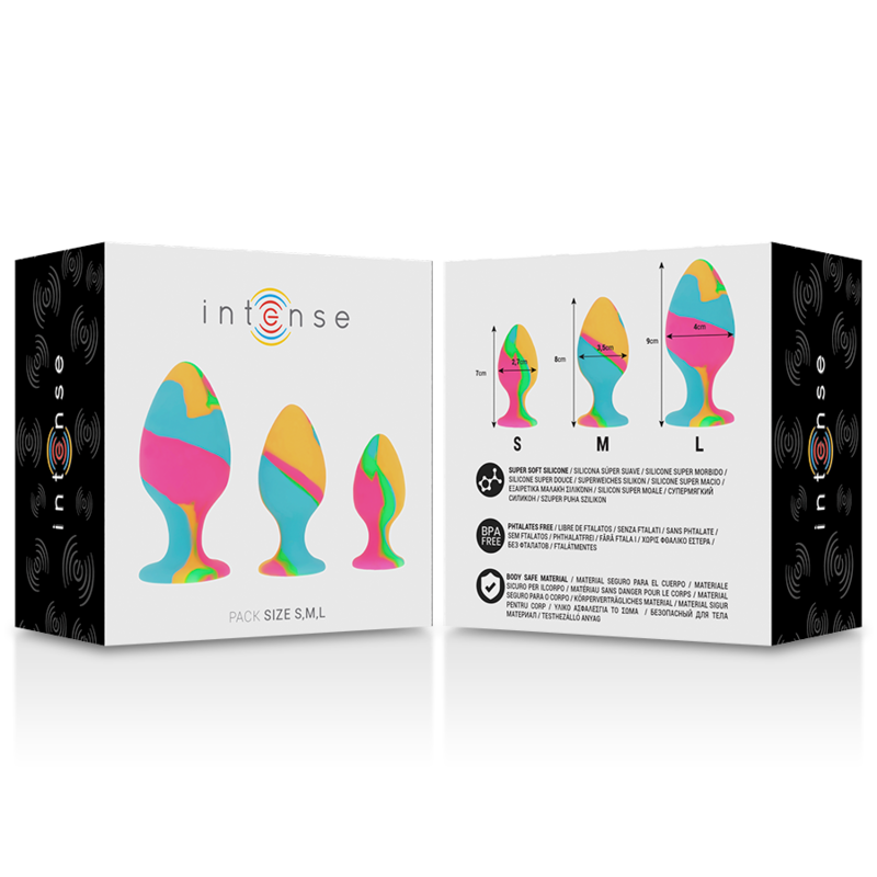 INTENSE - ensemble de plug anal en silicone multicolore