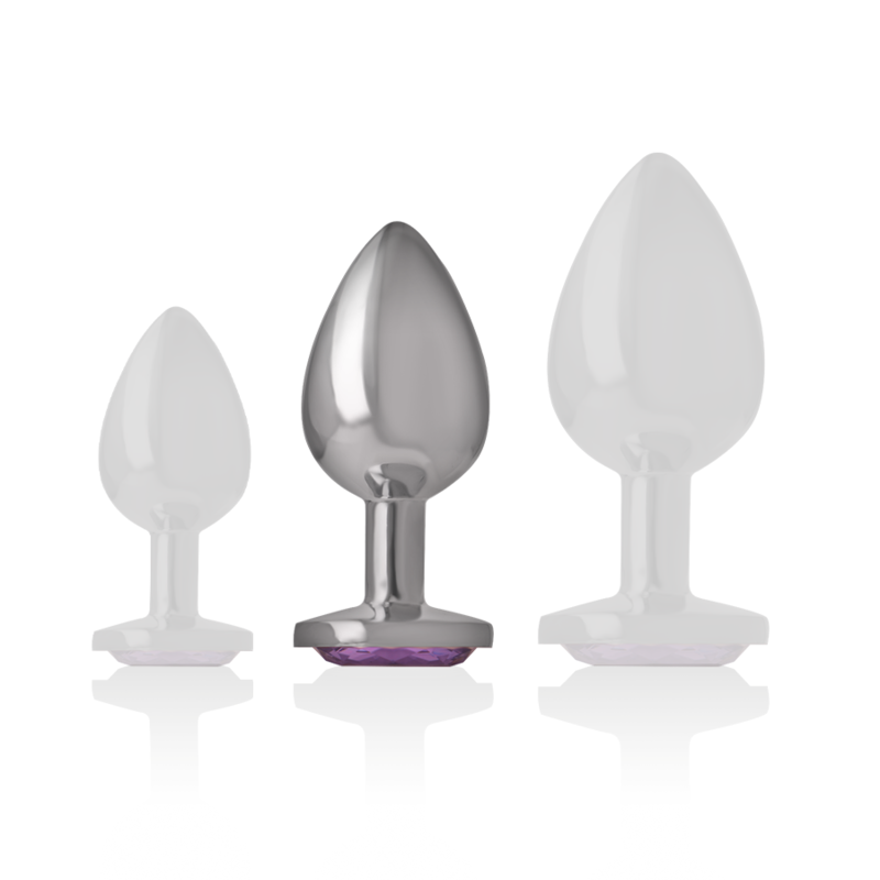 INTENSE - plug anal en métal aluminium avec cristal violet taille M