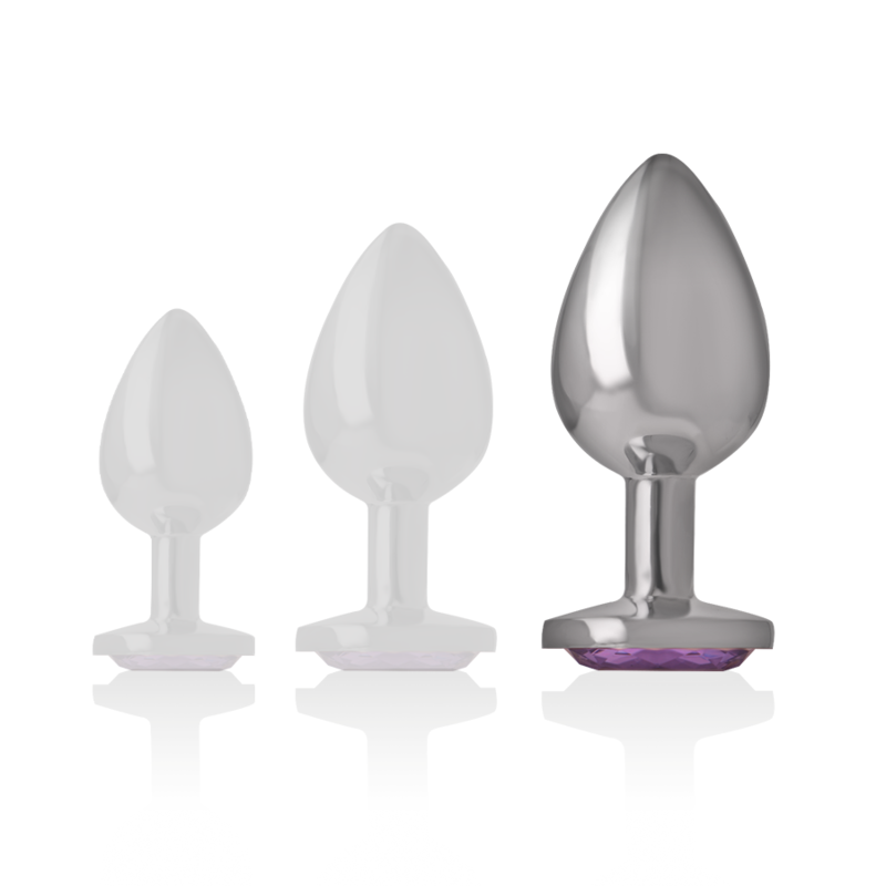 INTENSE - plug anal en métal aluminium avec cristal violet taille L