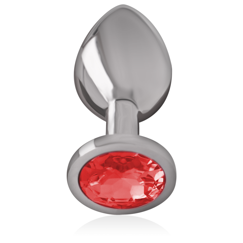 INTENSE - plug anal en métal aluminium avec cristal rouge taille S