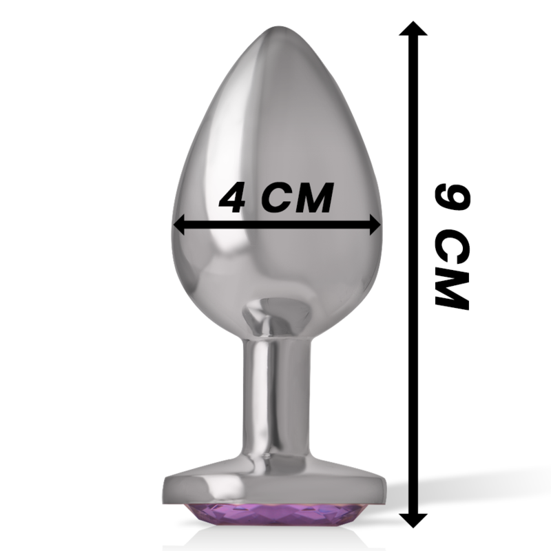 INTENSE - plug anal en métal aluminium avec cristal violet taille L