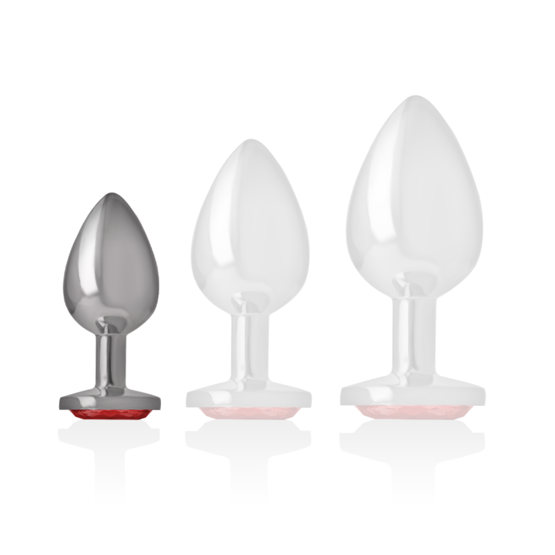 INTENSE - plug anal en métal aluminium avec cristal rouge taille S