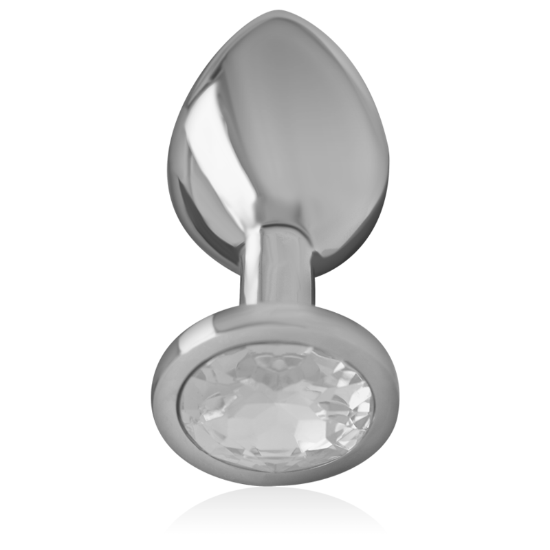 INTENSE - plug anal en métal aluminium avec cristal argenté taille M