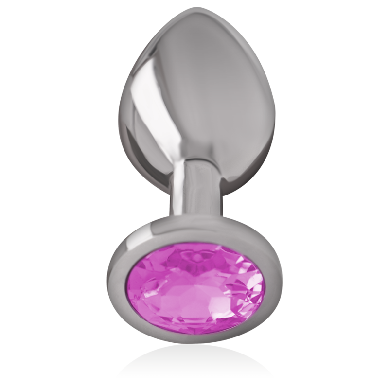 INTENSE - plug anal en métal aluminium avec cristal rose taille M