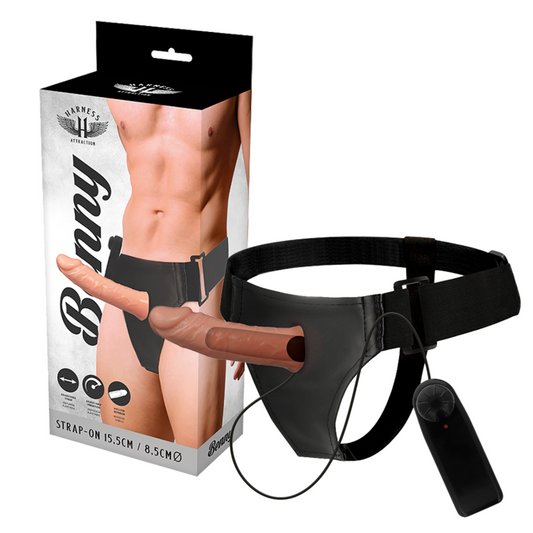 HARNESS ATTRACTION - harnais gode-ceinture creux BENNY avec vibromasseur 15 cm -o- 4.5 cm