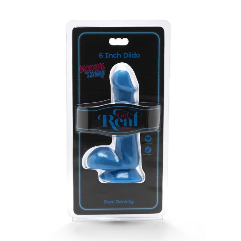 GET REAL - gode HAPPY DICKS 12 cm balles bleu